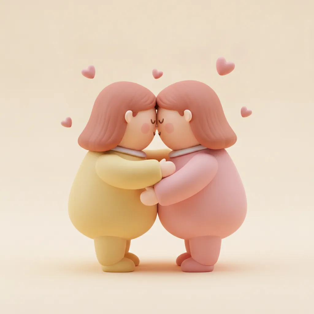 Una pareja de plastilina abrazándose